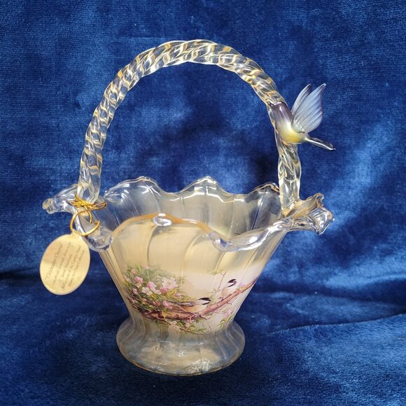 Hand-Blown Art Glass Basket - Picture 1 of 6